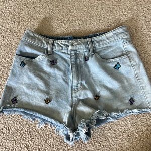 Butterfly high waisted jean cheeky shorts - Forever 21